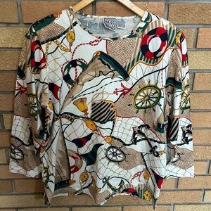 Vintage Original Russ Sport Fisherman Nautical Cotton Shirt Size Large Petite